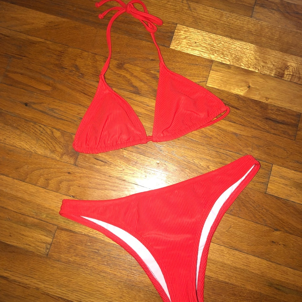 Orange Ribbed Bikini